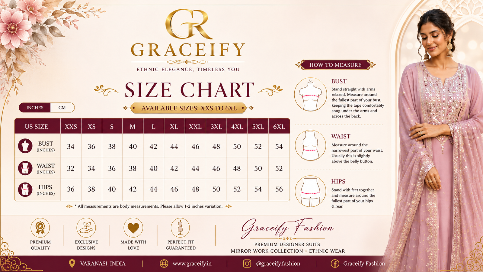 Graceify Size Chart